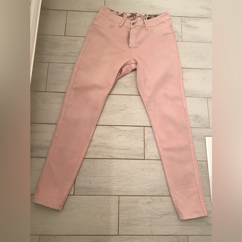 Venus Size Medium Reversible Skinny Jeans in Pink and Pink Floral Opposite Side